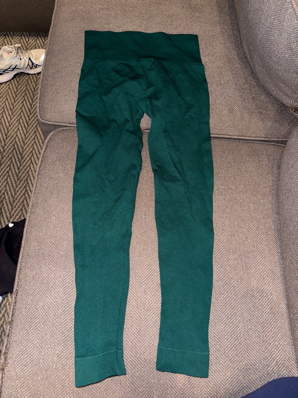 Green Stretch Ribbed Leggings